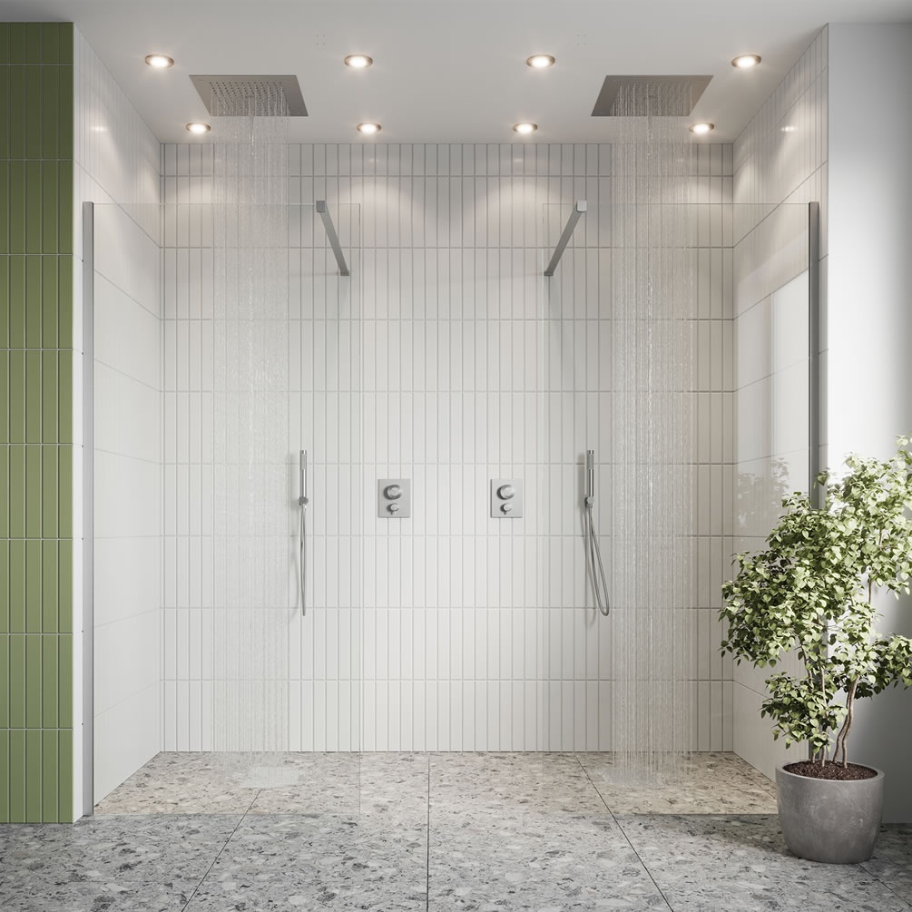 Lifestyle image of Crosswater Gallery 10 Brushed Stainless Steel 1100mm Wetroom Screen